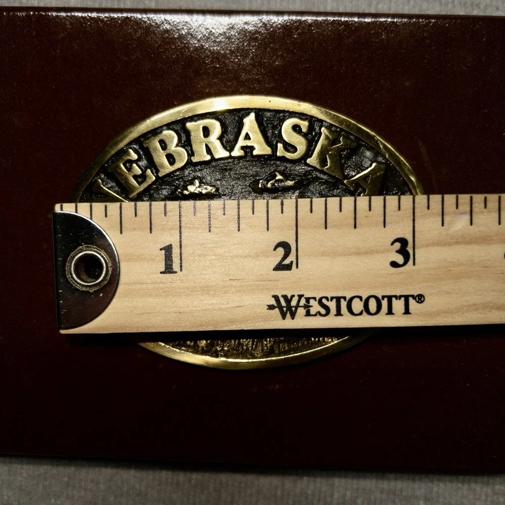 The Great American Buckle Collection Nebraska Solid‎ Brass Western Belt Buckle
